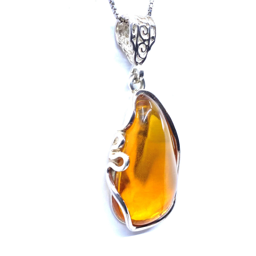 Gorgeous Golden Honey Amber Sterling Silver Pendant