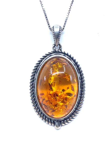 NWT high quality Gorgeous Iris & Lily sterling silver / Amber genuine gemstone Necklace