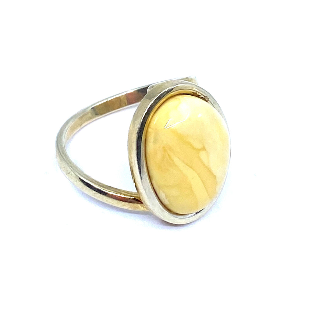 Gorgeous Butterscotch Gold Plated Sterling Silver Ring