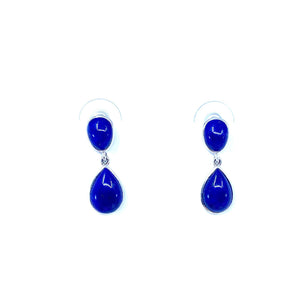 Stunning Double Layer Lapis Stone Sterling Silver Earrings