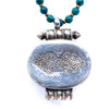 Ancient Nepal Pillbox with Himalayan Turquoise and Coral Sterling Silver Necklace