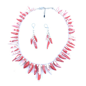 Simply Gorgeous White & Pink Coral Pearl Sterling Silver Statement Necklace