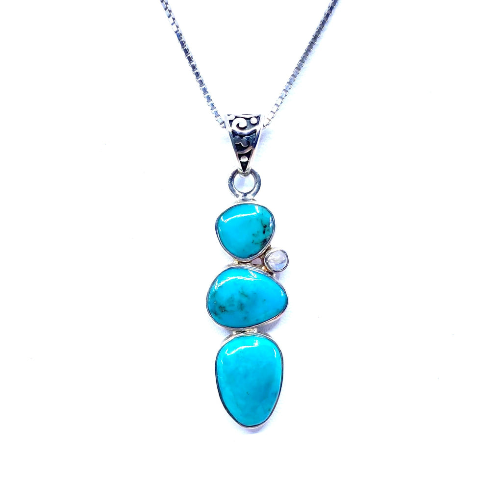 3-Tier Turquoise Sterling Silver Pendant