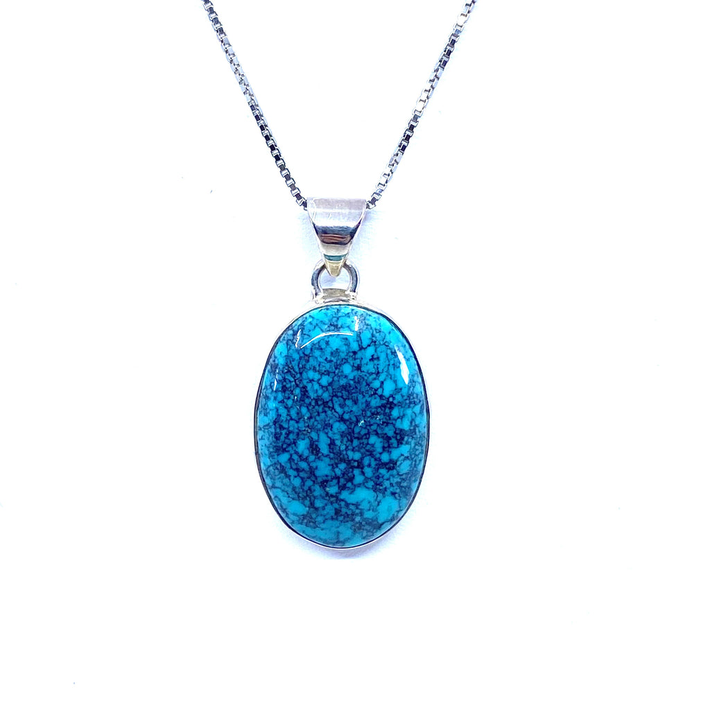 Oval Turquoise Sterling Silver Pendant