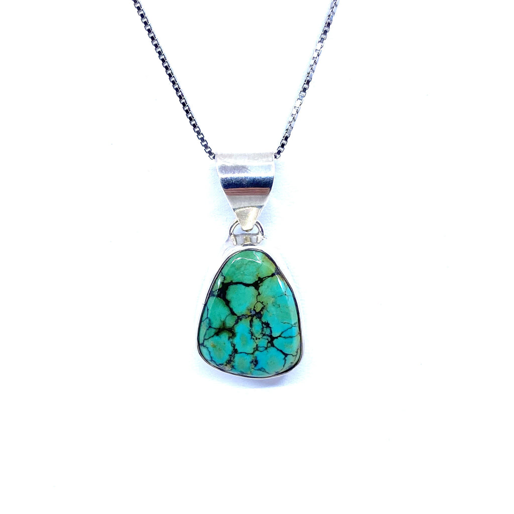 Small Chunky Turquoise Sterling Silver Pendant