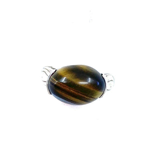Petite Tigers Eye Earth-Stone Sterling Silver Ring