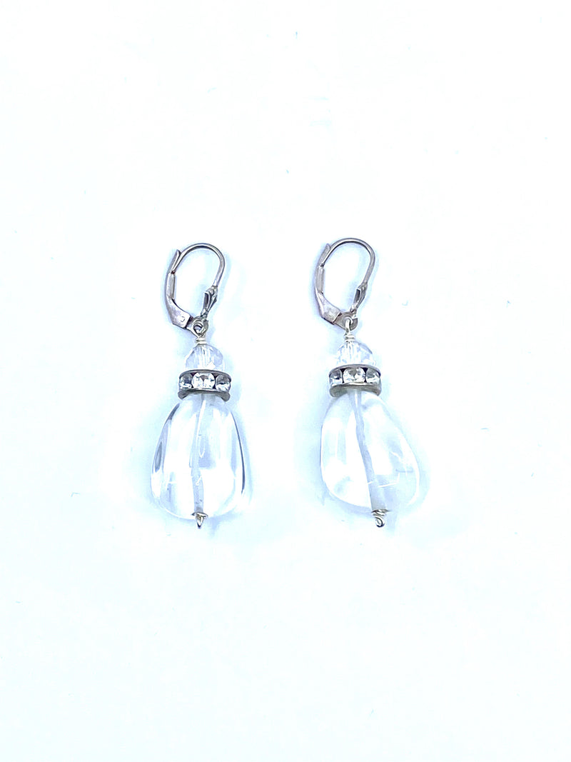 Luxurious Smooth Quartz Sterling Silver Earrings.