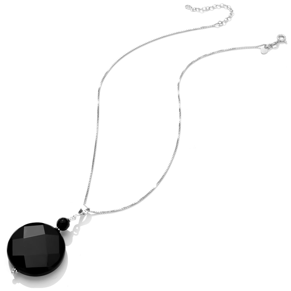 Gorgeous Wave Cut Faceted Black Onyx Sterling Silver Statement Necklace