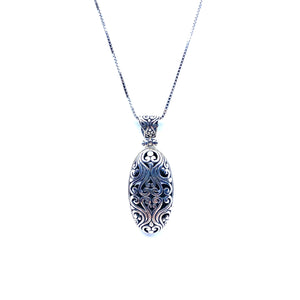 Gorgeous Sterling Silver Balinese Design Pendant Necklace
