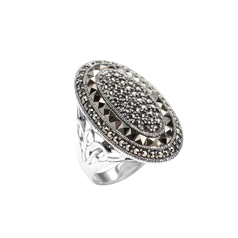 Magnificent Sterling Silver Marcasite Statement Ring