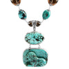 Magnificent Carved Turquoise, Smoky and Lemon Quartz Sterling Silver Lion Statement Necklace