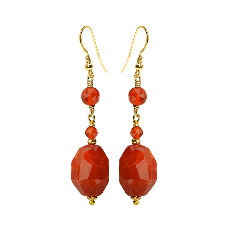 Dazzling Fire Agate And Carnelian Gold Filled Earrings
