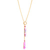 Unique Lariat of Pink and Gray Agate Gold Plated Lariat Chain Necklace