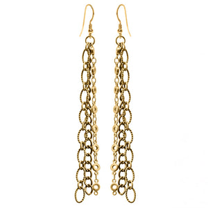 Elegant 3-Strand Gold Plated Link Earrings