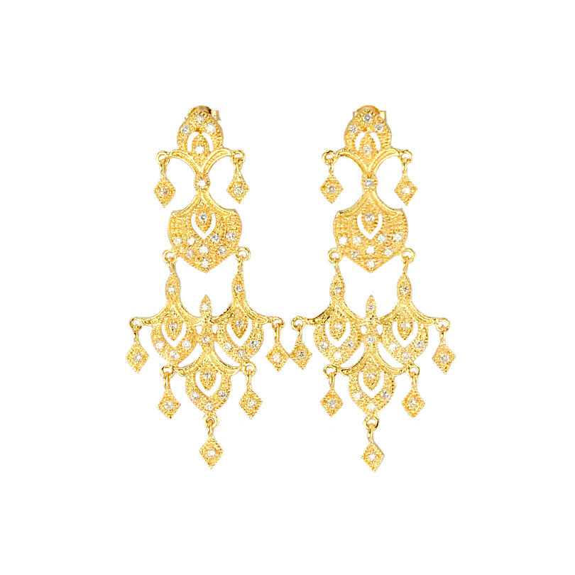 14kt Gold Plated Crystal Chandelier Earrings