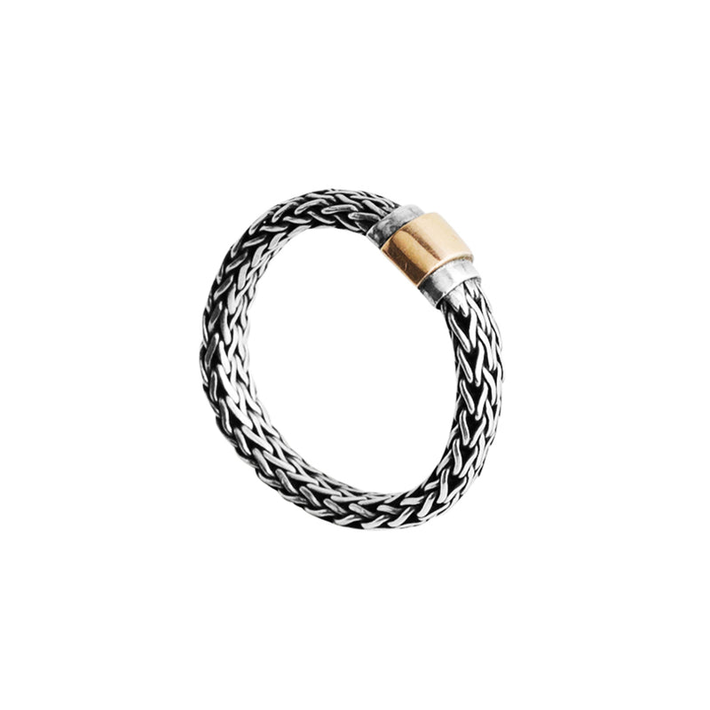 Sterling Silver deGruchy Bali Weave Ring with 9kt Gold Sheeting