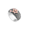 Beautiful Pink Mother of Pearl Flower Marcasite Sterling Silver Ring