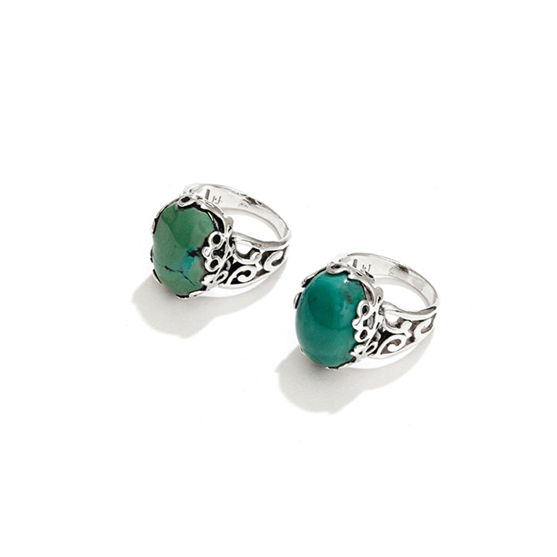 Divine Calming Green Turquoise Sterling Silver Rings