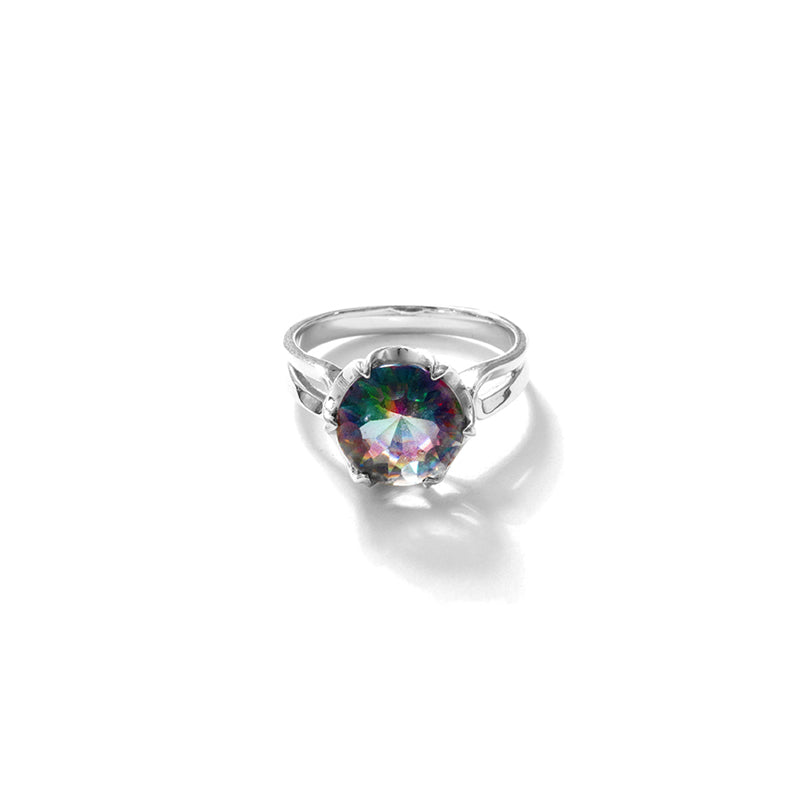 Simply Beautiful Rainbow Mystic Quartz Sterling Silver Ring