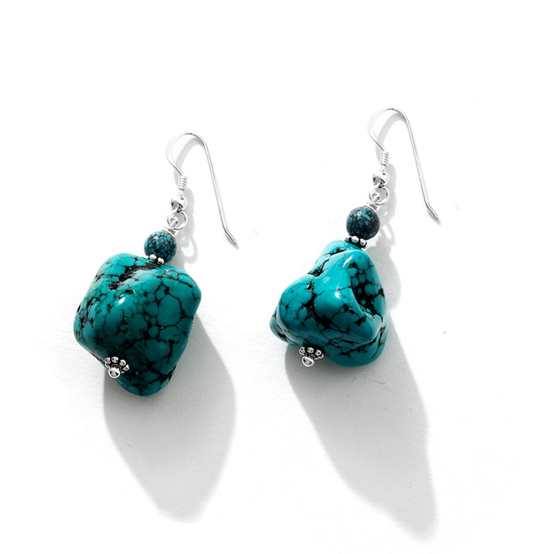 Chunky Turquoise Sterling Silver Statement Earrings