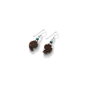 Exotic Ammonite Fossil Sterling Silver Earrings