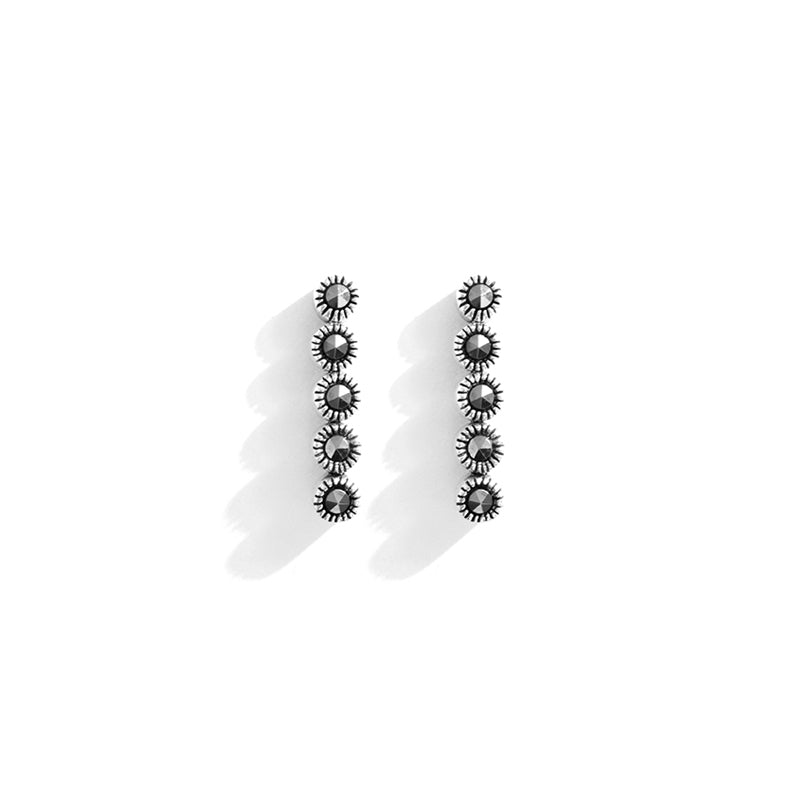 Sparkling Marcasite Diamond-Like Sterling Silver Earrings