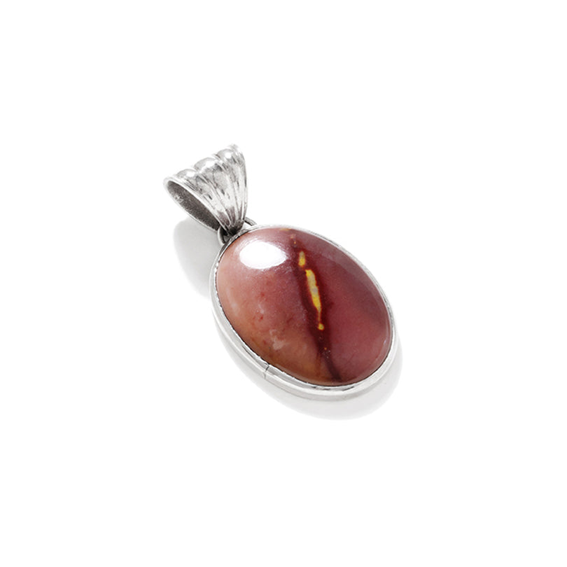 Natural Color of  Sunset Red Mookaite Sterling Silver Statement Pendant