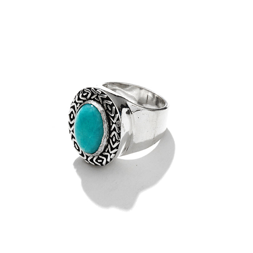 Degruchy Beautiful Blue Stone Sterling Silver Statement Ring
