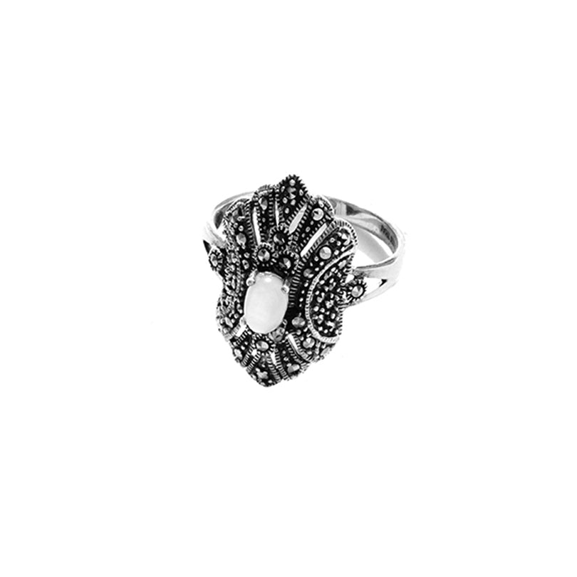 Lovely Art Deco Inspired Marcasite Sterling Silver Ring