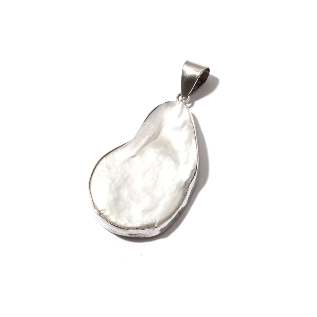 Natural Fresh Water Mother of Pearl Sterling Silver Statement Pendant