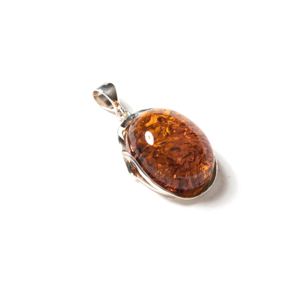 Gorgeous Cognac Baltic Amber Sterling Silver Statement Pendant