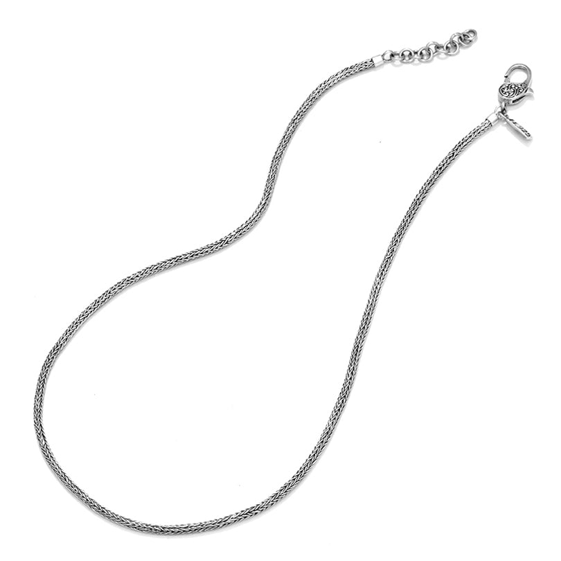 Adjustable Bali Weave 3mm Sterling Silver with Designed Clasp Extension Chain