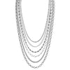 Classic 6-Strand Silver and Black Plated Chains Necklace 18" - 20"