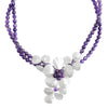Lovely Amethyst & Mother of Pearl Sterling Silver Flower Necklace