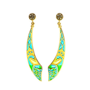 Gorgeous Peacock Reverie Gold Plated Statement Earrings