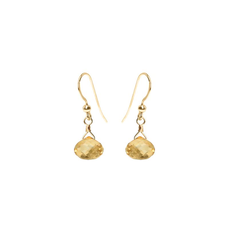 Precious Faceted Citrine Gold Filled Earrings