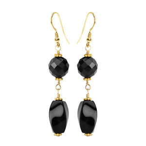 Modern Chic Black Onyx Gold Filled Earrings