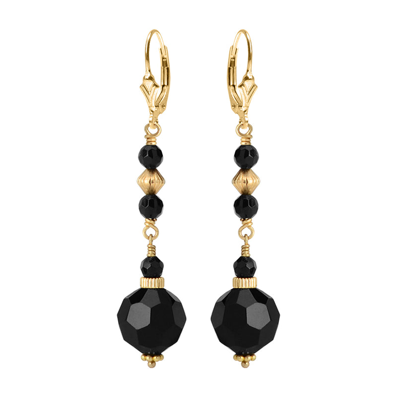Stunning Black Onyx Gold Filled Earrings