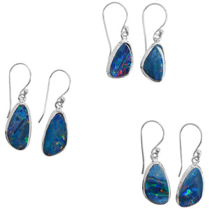 Kaleidoscope of Australian Blue Opal Sterling Silver Statement Earrings