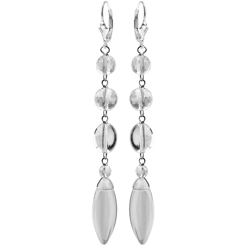 Elegant Faceted Crystal Quartz Sterling Silver Earrings