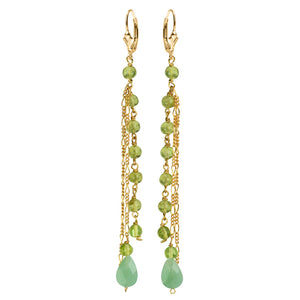 Peridot and Faceted Aventurine Gold Filled Earrings