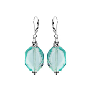 Soothing Aqua Quartz with Sparkling Crystal Sterling Silver Earrings