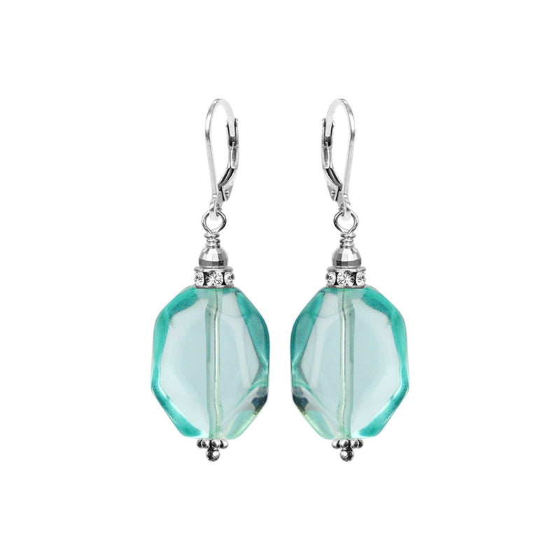 Soothing Aqua Quartz with Sparkling Crystal Sterling Silver Earrings