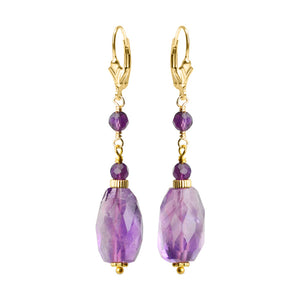 Faceted Amethyst with Gold Filled Leverback Earring Hooks