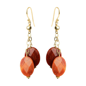 Rich Red Fire Agate Gold Filled Earrings