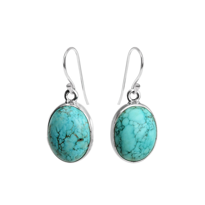 Gorgeous Blue Genuine Turquoise Sterling Silver Statement Earrings