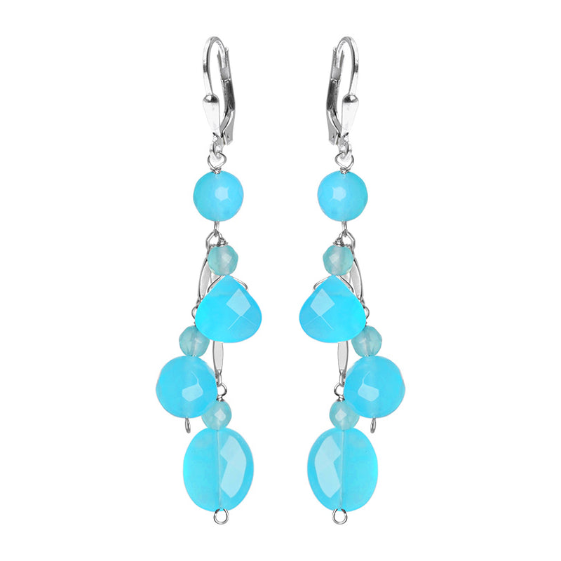 Gorgeous Sky Blue Blue Jade Sterling Silver Earrings
