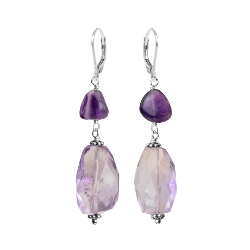 Deep Color and Lavender Amethyst Sterling Silver Earrings