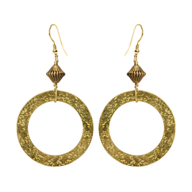 Sophisticated Hammered Brass Earrings with Gold Filled Hooks Statement Earrings