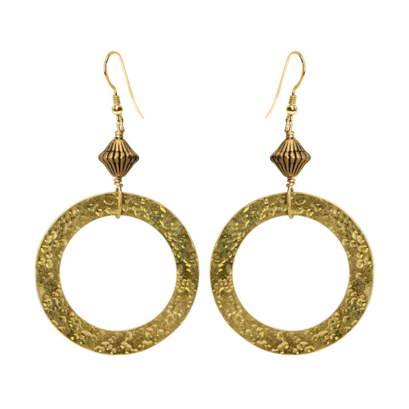 Sophisticated Hammered Brass Earrings with Gold Filled Hooks Statement Earrings